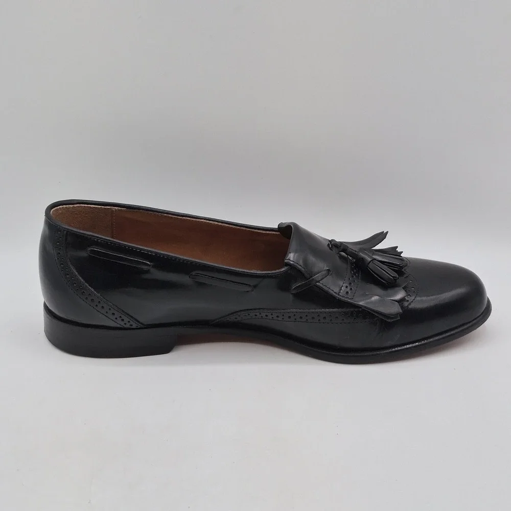 Nordstrom Shoes Mens Size 9.5 Black Leather Tassel Loafers‎ Dress Wingtip Italy